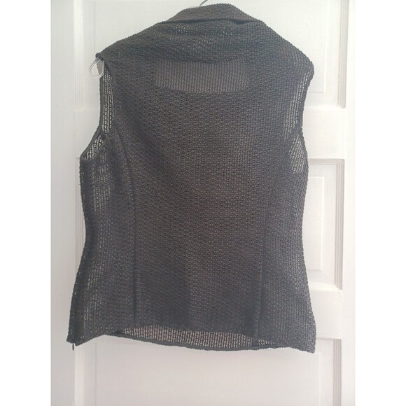 Elie Tahari open weave wide cowlneck top blouse M sheer mesh minimalist Lagenloo - Picture 6 of 10